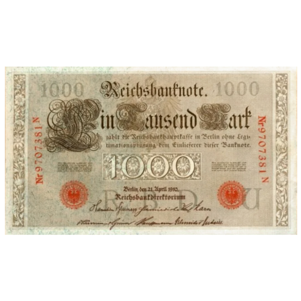 Billete Alemania 1000 Mark 1910 Imperio Sello Rojo - Numisfila