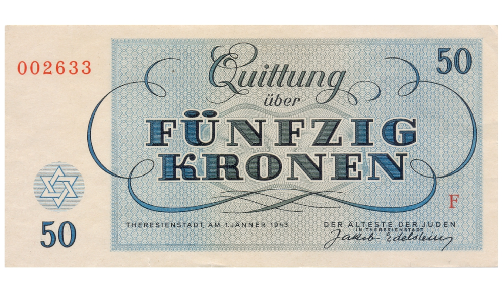 República Checa Billete 50 Kronen 1943 Cupón de Confinamiento Alemania Campo de Concentración   - Numisfila