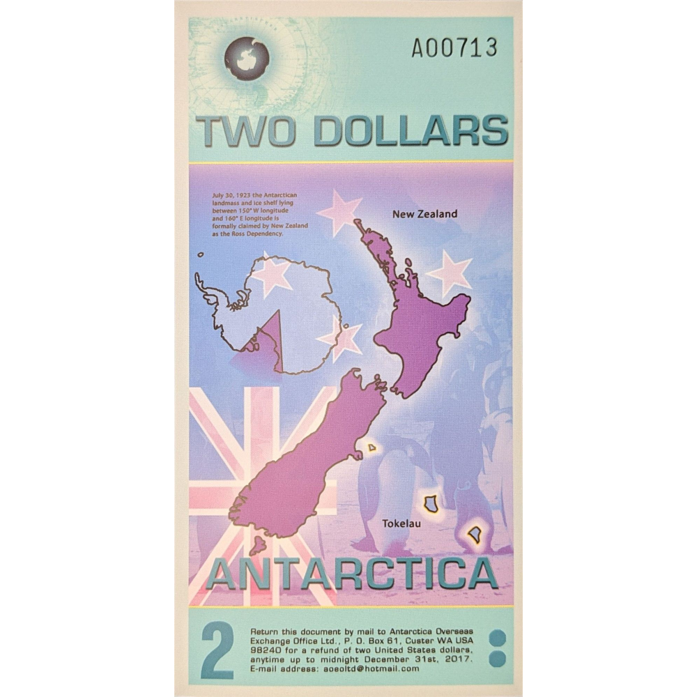 Billete Plastico Antartica 2 Dolares 2014  - Numisfila