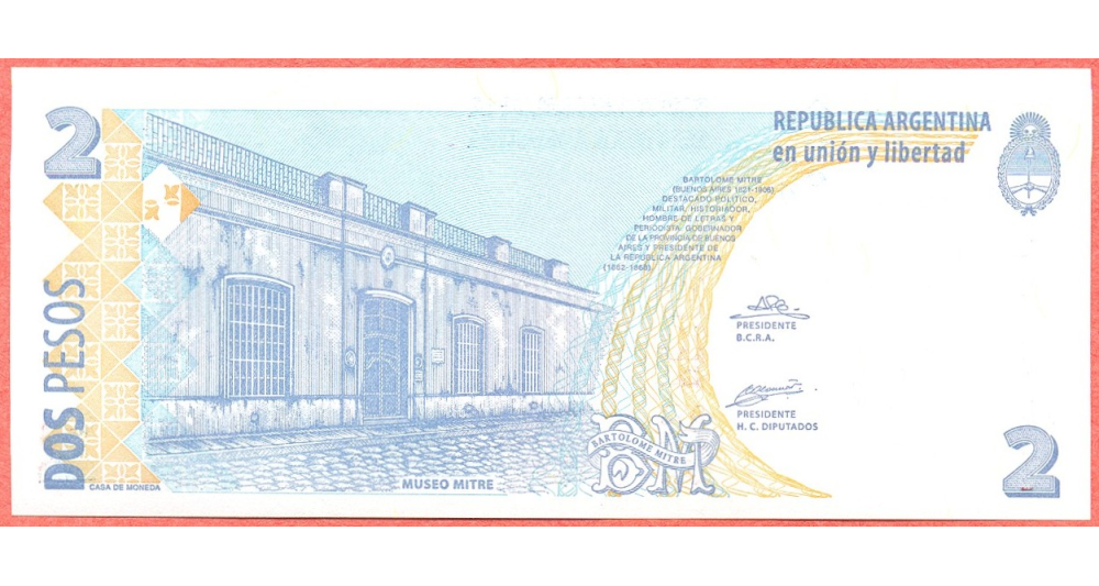 Billete Argentina 2 Pesos de 2002  - Numisfila
