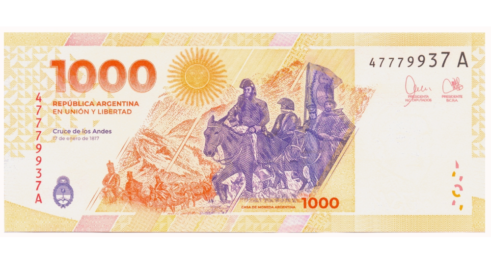 Billete Argentina 1000 Pesos 2023 Serie A  - Numisfila