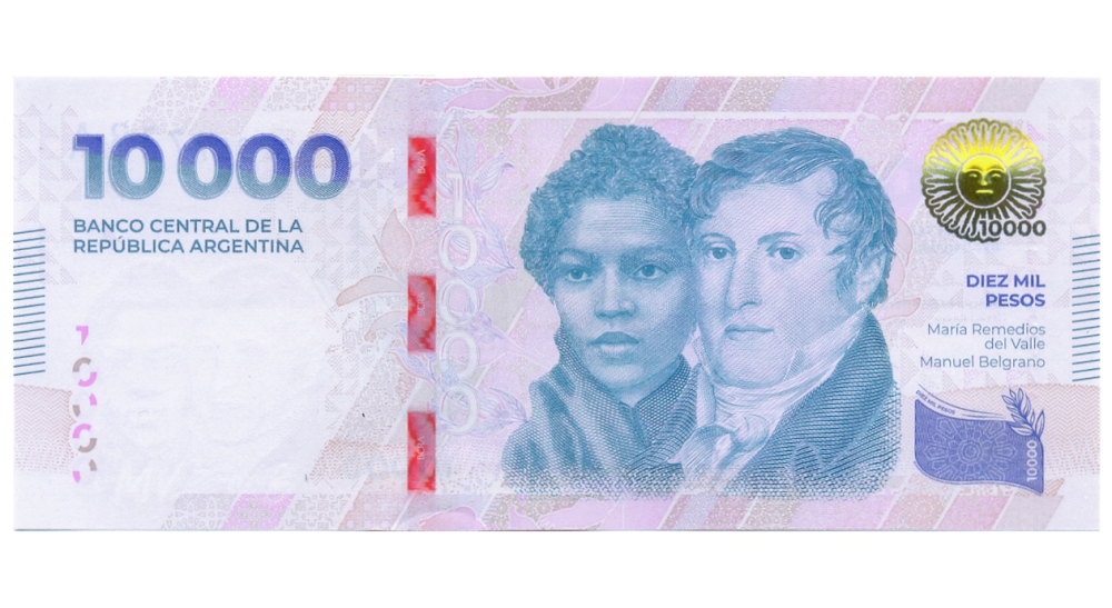 Billete Argentina 10000 Pesos 2024 Manuel Belgrano y María Remedios del Valle  - Numisfila