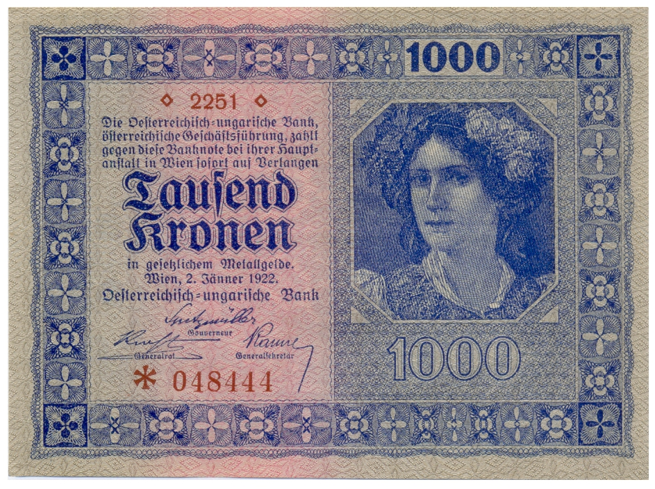 Billete Austria 1000 Kronen 1922  Banco Austro-Húngaro - Numisfila