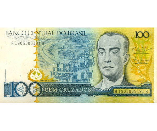 Billete Brasil 100 Cruzados 1987  - Numisfila