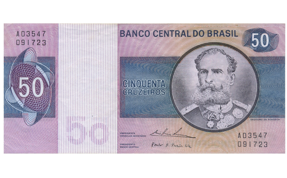 Billete Brasil 50 Cruzeiros 1974 Manuel Deodoro da Fonseca - Numisfila