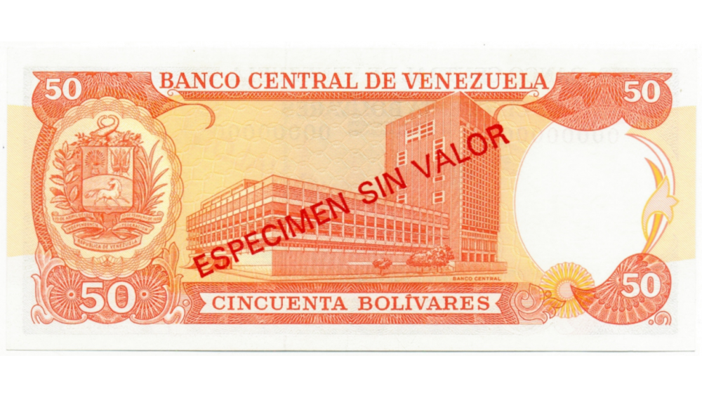 Billete Especimen Sin Valor 50 Bolívares Febrero 1998   - Numisfila