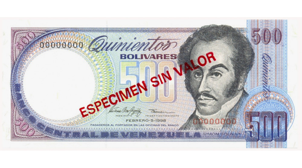 Espécimen Sin Valor Billete 500 Bolívares 1998 Orquídea  - Numisfila