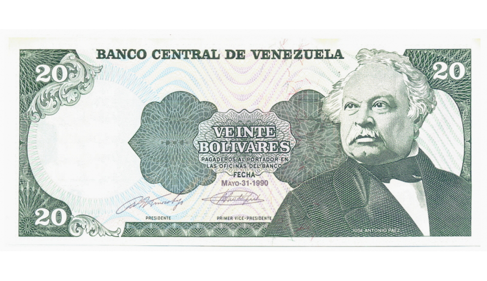 Billete 20 Bolívares Mayo 1990 Sin Serial - Numisfila