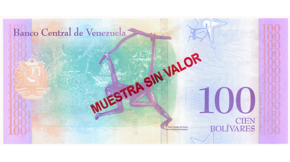 Billete Muestra Sin Valor 100 Bolívares 2018 # 1020  - Numisfila