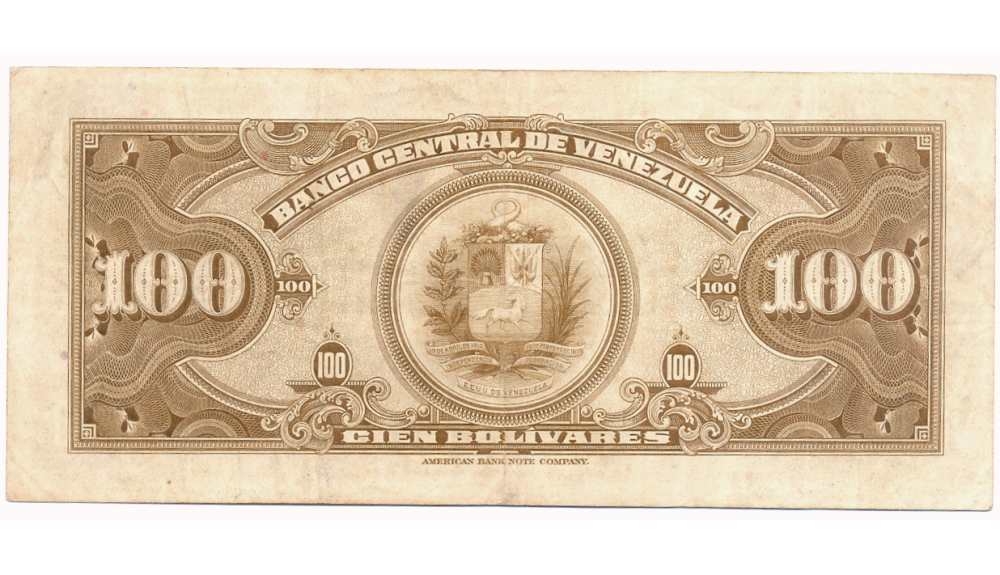 Billete 100 Bolívares 1953 D7 Serial D2479987  - Numisfila