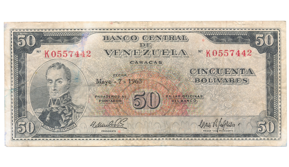 Billete 50 Bolívares 1963 K7 Serial K0557442 - Numisfila