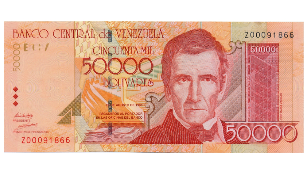 Billete Z8 Reposición 50.000 Bolívares 1998 Serial Z00091866 - Numisfila