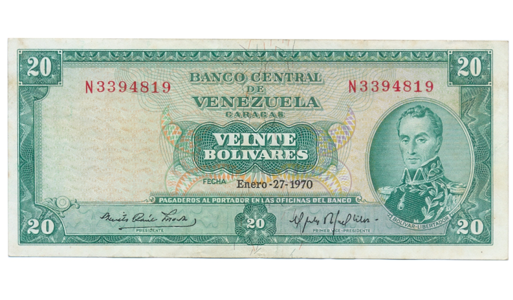 Billete 20 Bolívares Enero 1970 P7 Serial P3394819 - Numisfila