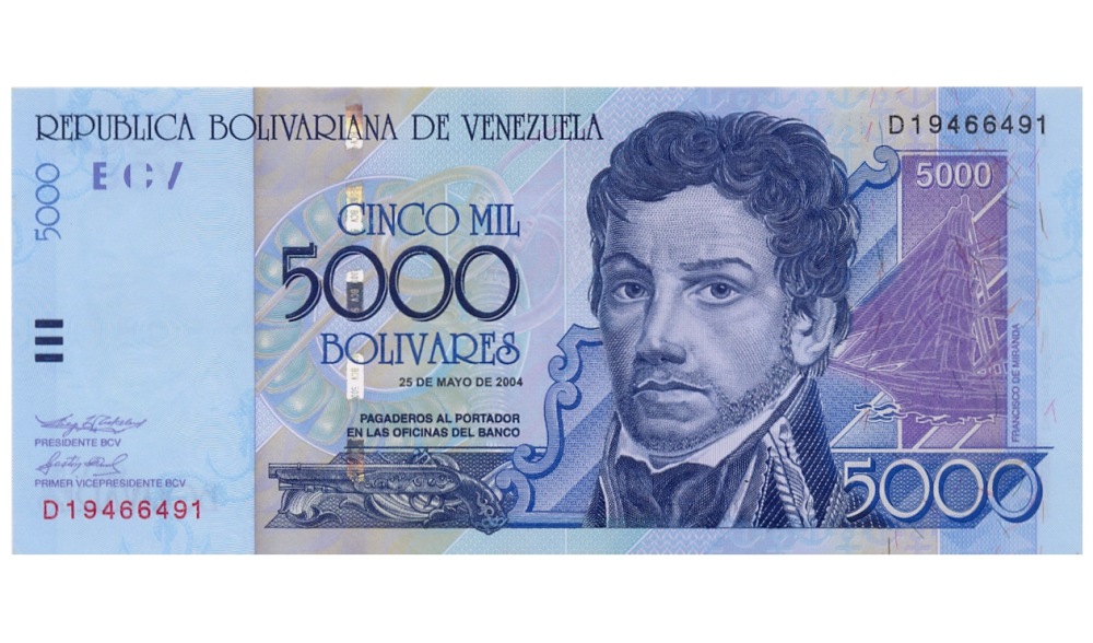 Capicúa Billete 5.000 Bolívares 2004 D8 Serial D19466491 - Numisfila