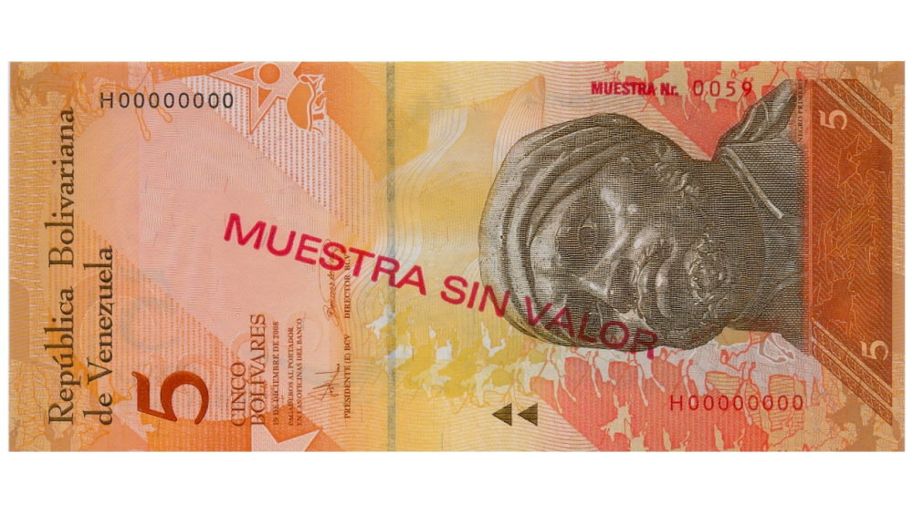 Billete Muestra Sin Valor 5 Bolivares 2008 #0059 - Numisfila