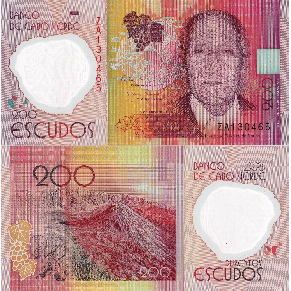 Billete Plástico Cabo Verde 200 Escudos 2014 - Numisfila