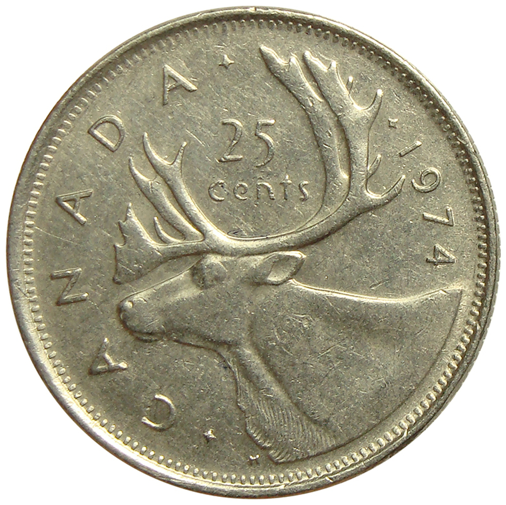Moneda Canada 25 Centavos 1968-1977 Caribu - Numisfila