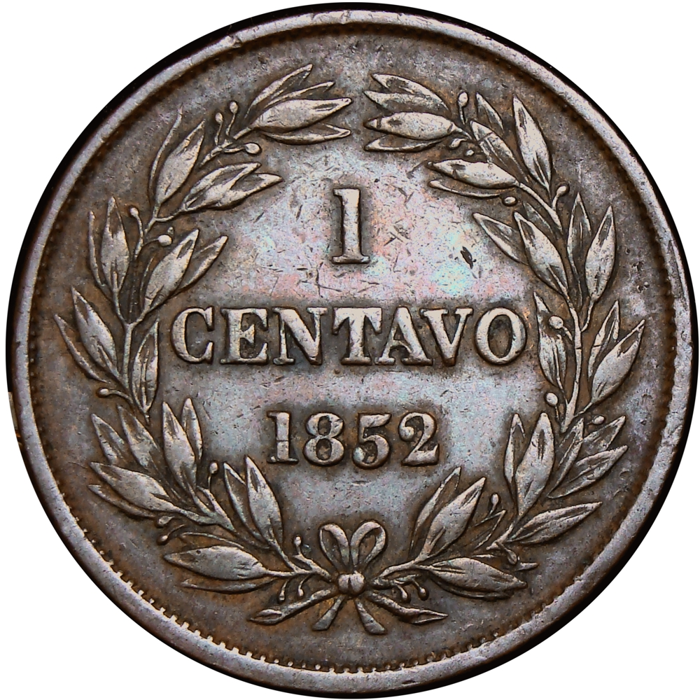 Moneda Centavo Monaguero 1852 Libertad No Heaton 30.5 mm  - Numisfila