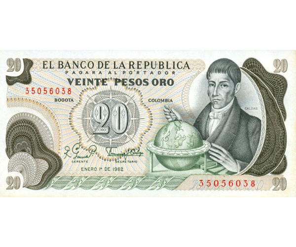 Billete Colombia 20 Pesos Oro 1983 - Numisfila