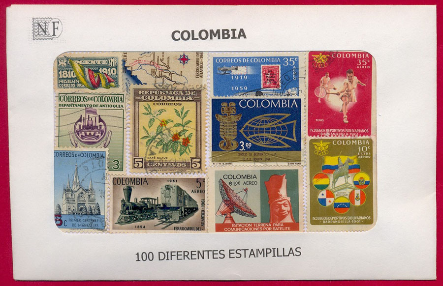 Colombia - 100 Estampillas usadas - Numisfila