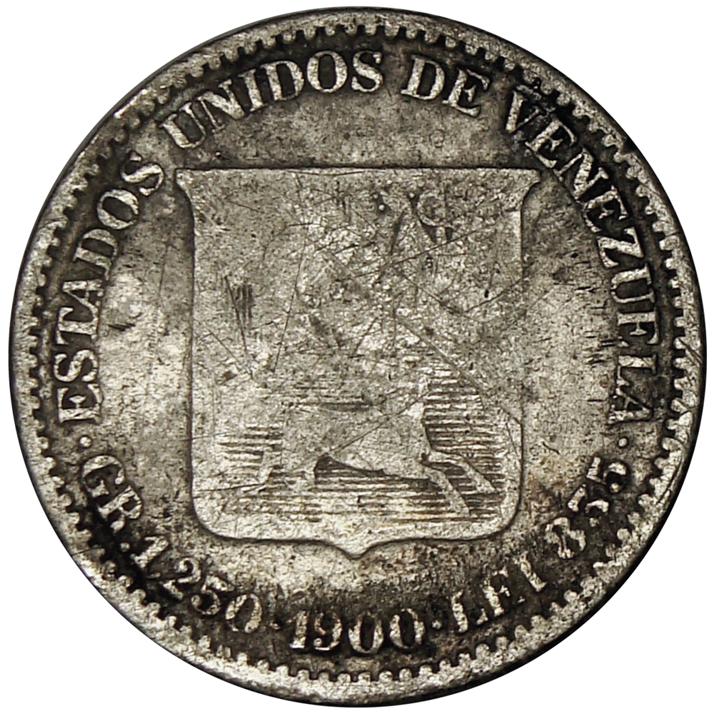 Moneda 25 Céntimos 1900 Medio - ¼ Bolívar