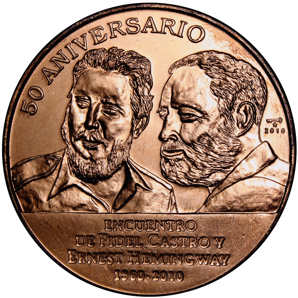 Cuba Moneda de Cobre 1 Peso 2010 Castro y Hemingway - Numisfila