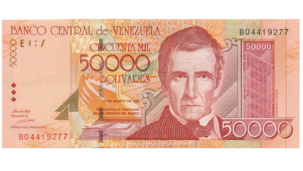 Billete 50.000 Bolívares 1998 Difícil B8 Serial B04419277 - Numisfila