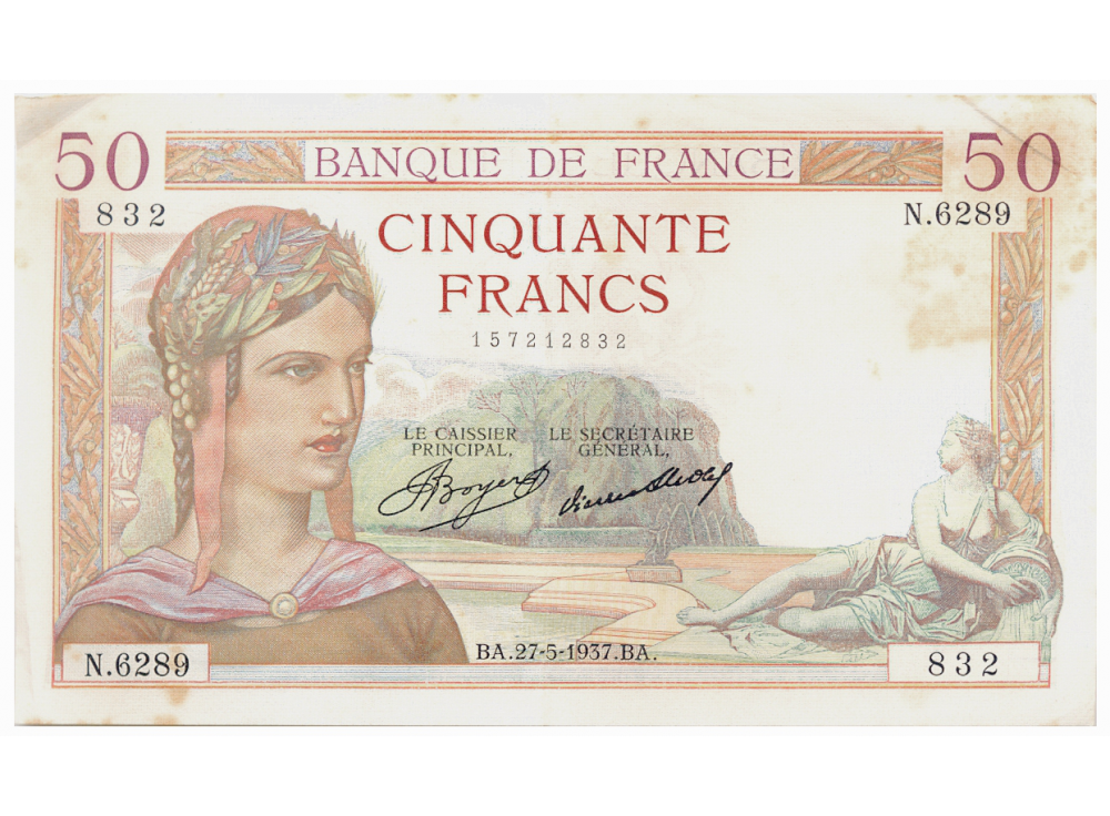 Billete Francia 50 francos 1937  - Numisfila