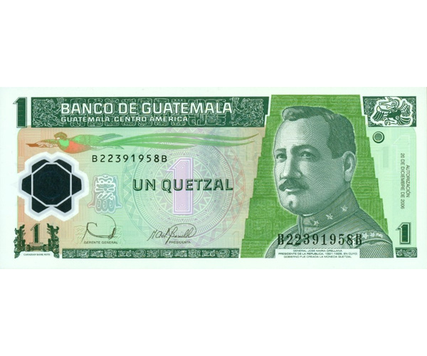 Billete Plastico Guatemala 1 Quetzal 2006 José María Orellana - Numisfila