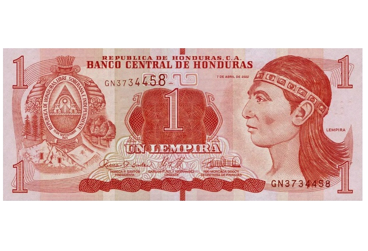 Billete Honduras 1 Lempira 2022 Ruinas de Copan  - Numisfila