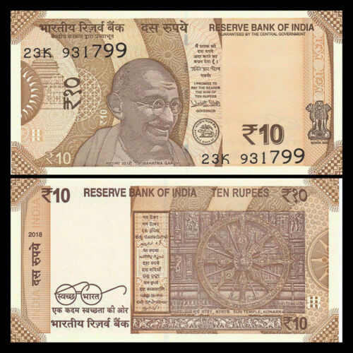 Billete India 10 Rupees 2017 (2018) Mahatma Gandhi - Numisfila