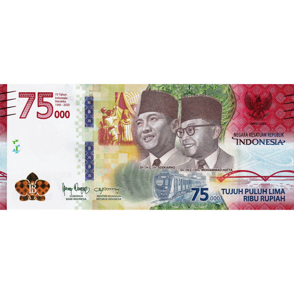 Billete Híbrido Indonesia 75000 Rupiah 2020 Conmemorativa - Numisfila