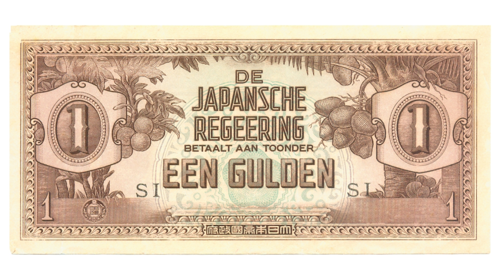 Billete Indonesia 1 Gulden 1942 Ocupación Japonesa Indias Orientales Holandesas  - Numisfila