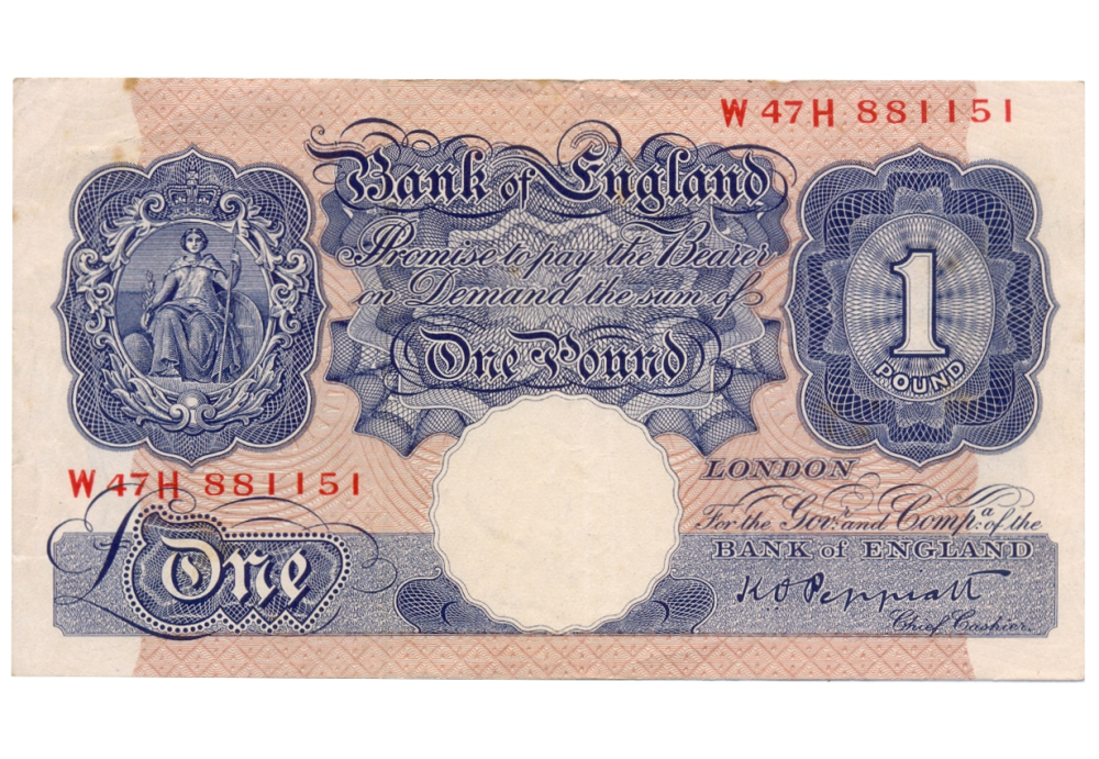 Billete Inglaterra 1 Pound 1940-1948  Edición de Emergencia  - Numisfila