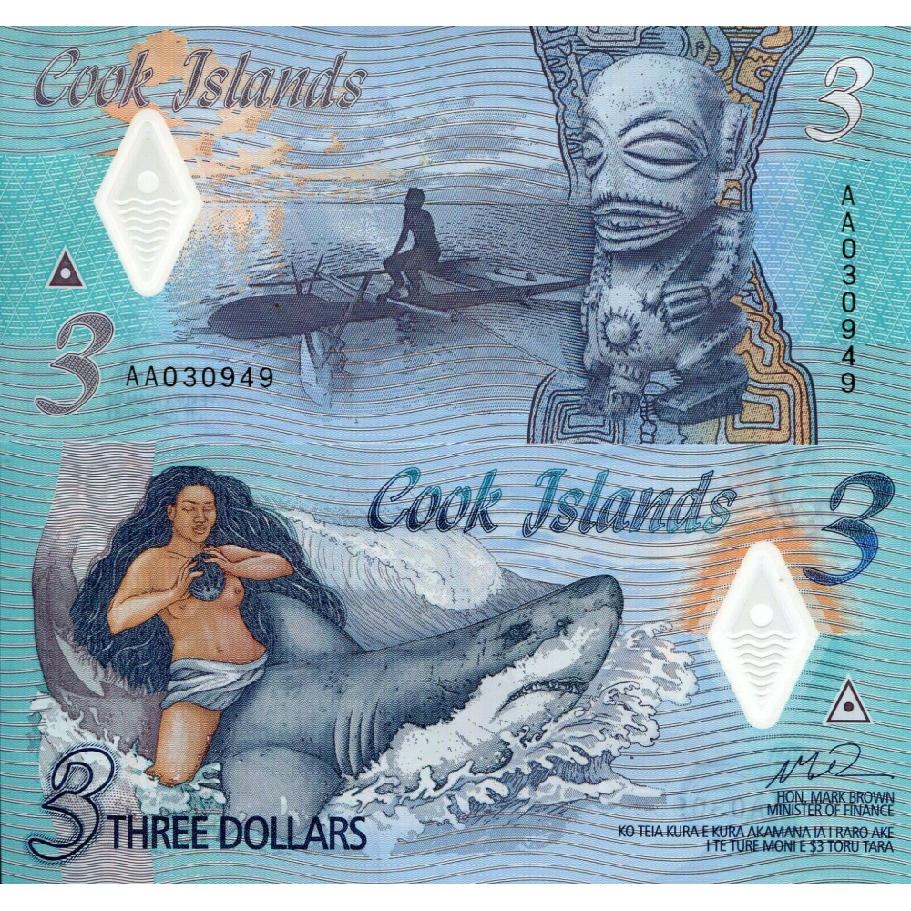 Billete Plástico Isla Cook 3 Dólares 2021 - Numisfila