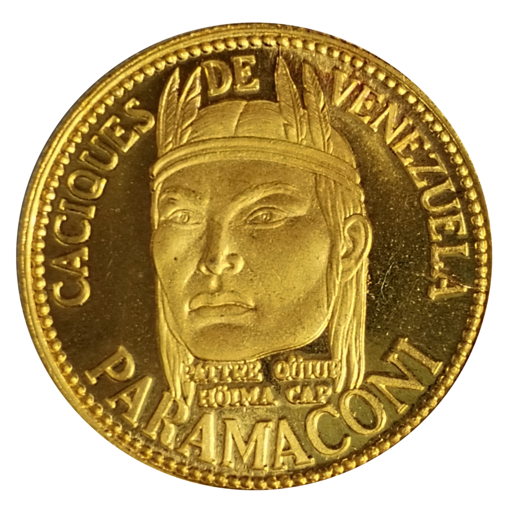Medalla de Oro Paramacay 2 Dineros - 3 Gramos Caciques de Venezuela  - Numisfila