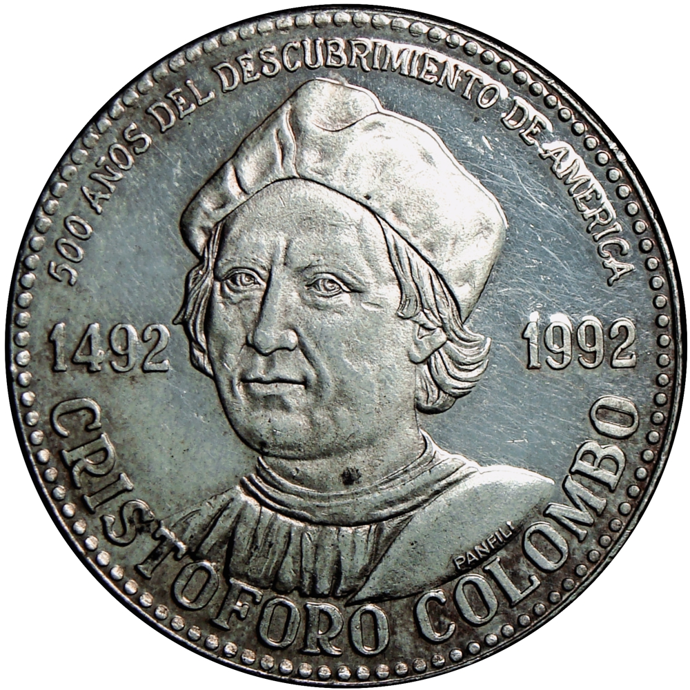 Medalla de Plata Cristóbal Colón 500 Años Descubrimiento America Italcambio - Numisfila