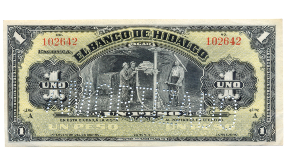 México Billete El Banco de Hidalgo 1 Peso 1914 Amortizado Remainder - Numisfila