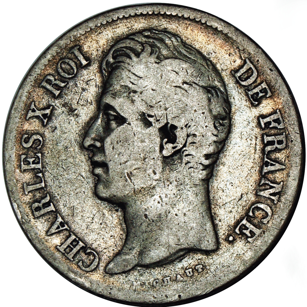 Francia Moneda de Plata 5 Francos 1828 A Carlos X