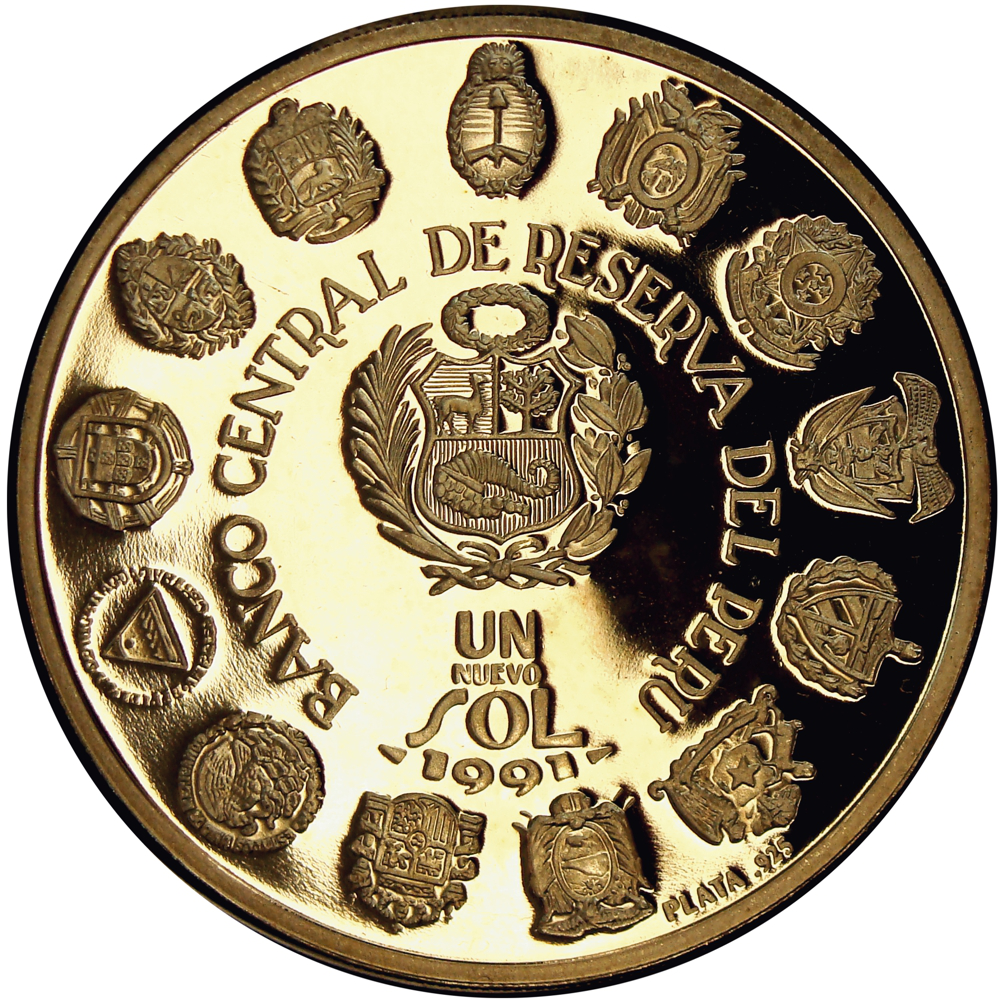 Moneda Peru 1 Nuevo Sol Encuentro De Dos Mundos 1991