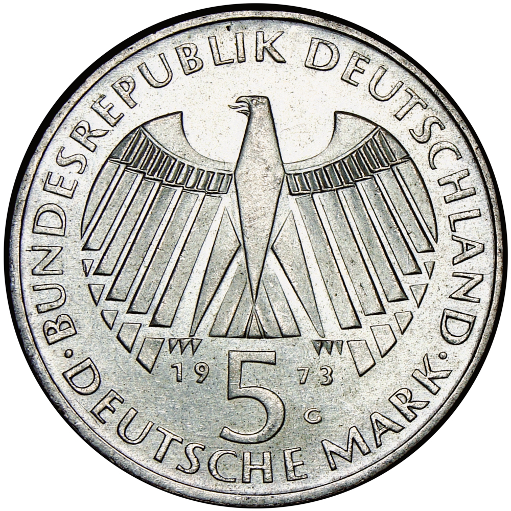 Alemania Moneda de Plata 5 Deutsche Mark 1973 Aniversario 125 Asamblea Nacional de Fráncfort   - Numisfila