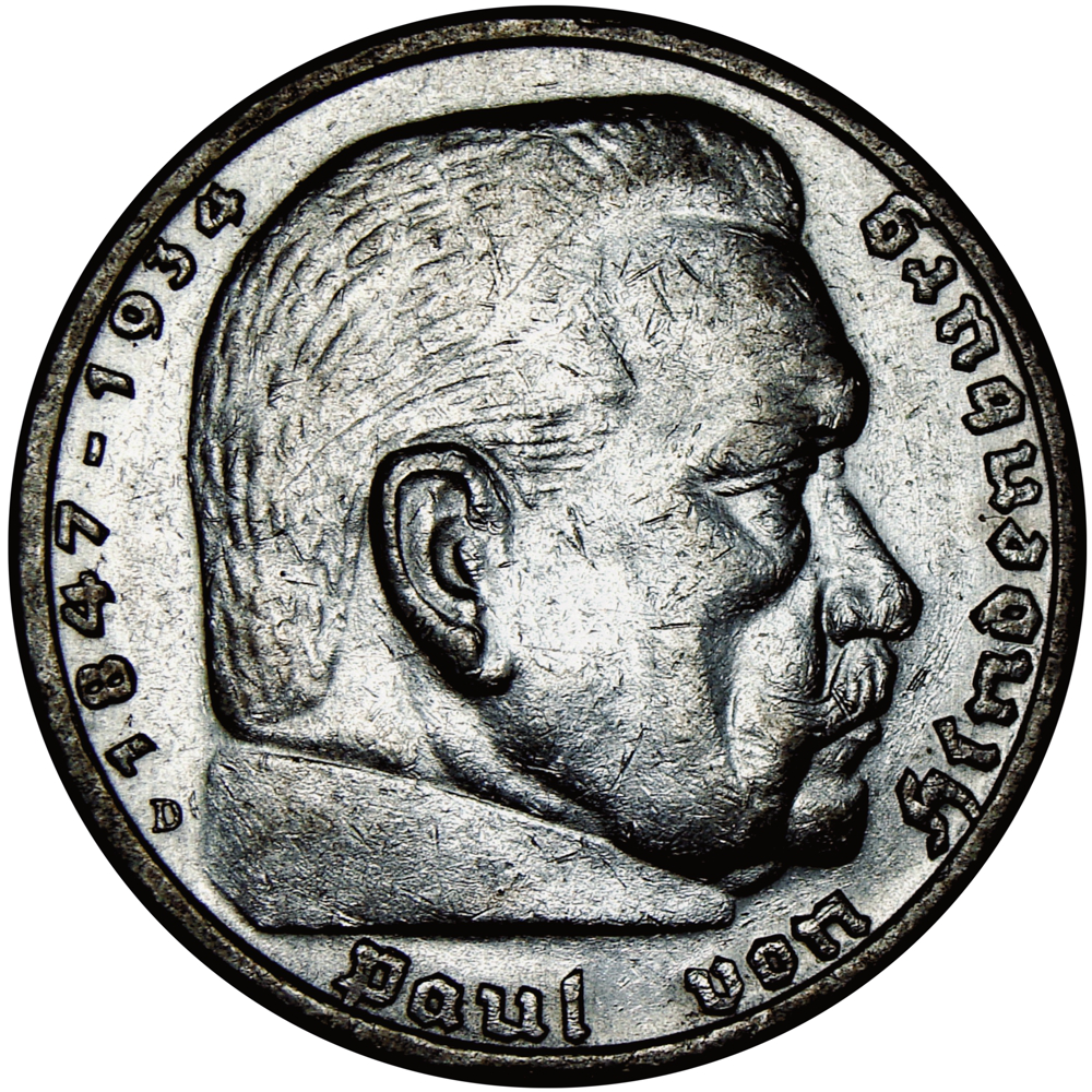 Moneda de Plata Alemania 5 Reichsmark 1937 D - 3er Reich   - Numisfila