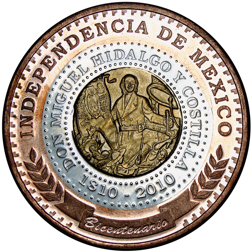 México Medalla Oficial Trimetálica 2010 Hidalgo Bicentenario de la Independencia - Numisfila