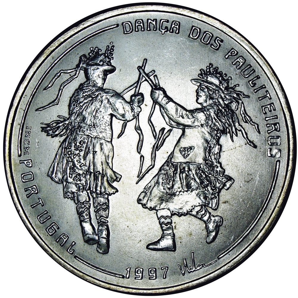 Portugal Moneda Plata 1000 Escudos 1997 Danza de los Pauliteiros de Miranda - Numisfila
