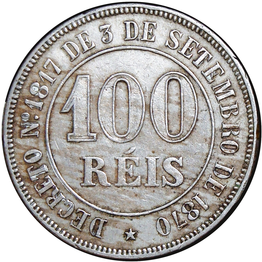 Brasil Moneda de Cuproníquel 100 Réis 1871 Imperio - Numisfila