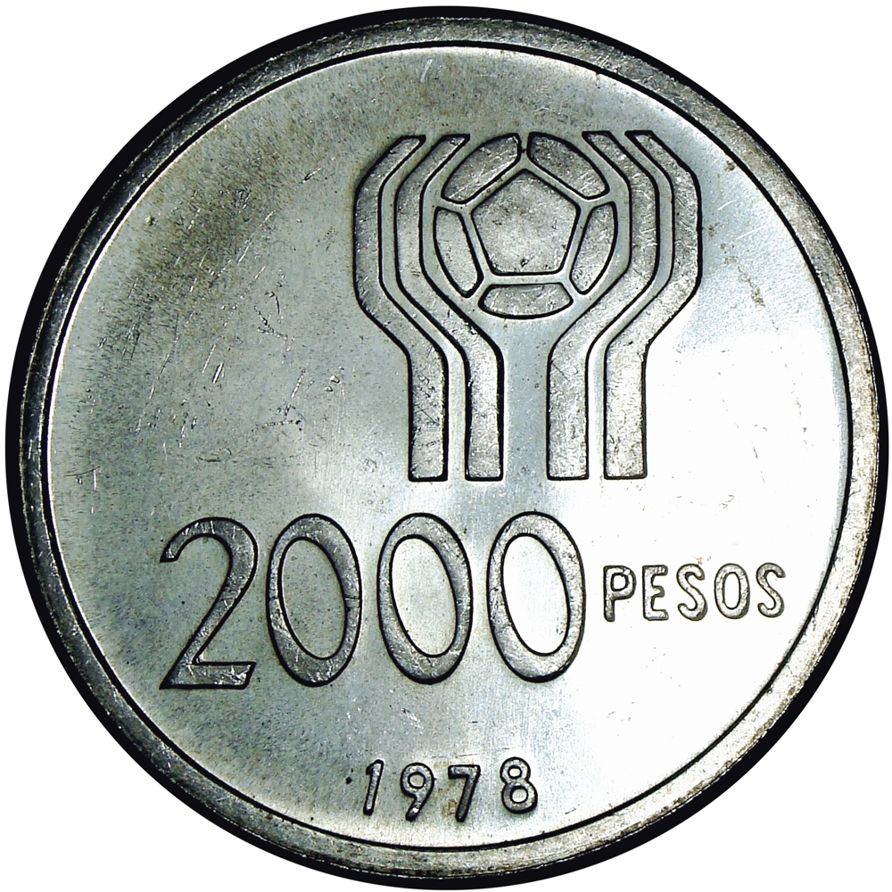 Moneda de Plata Argentina 2000 Pesos 1978 Copa Fútbol - Numisfila