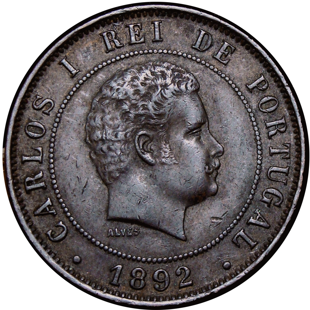 Portugal Moneda  de Cobre 20 Reis 1892 Carlos I - Numisfila