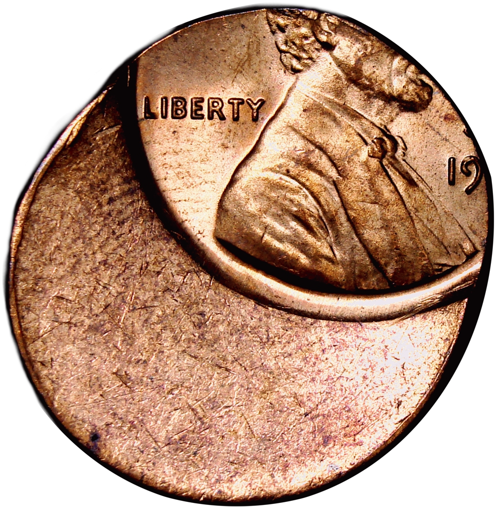 Error EE. UU. Moneda 1 Lincoln Cent Sin fecha por Desplazamiento  - Numisfila