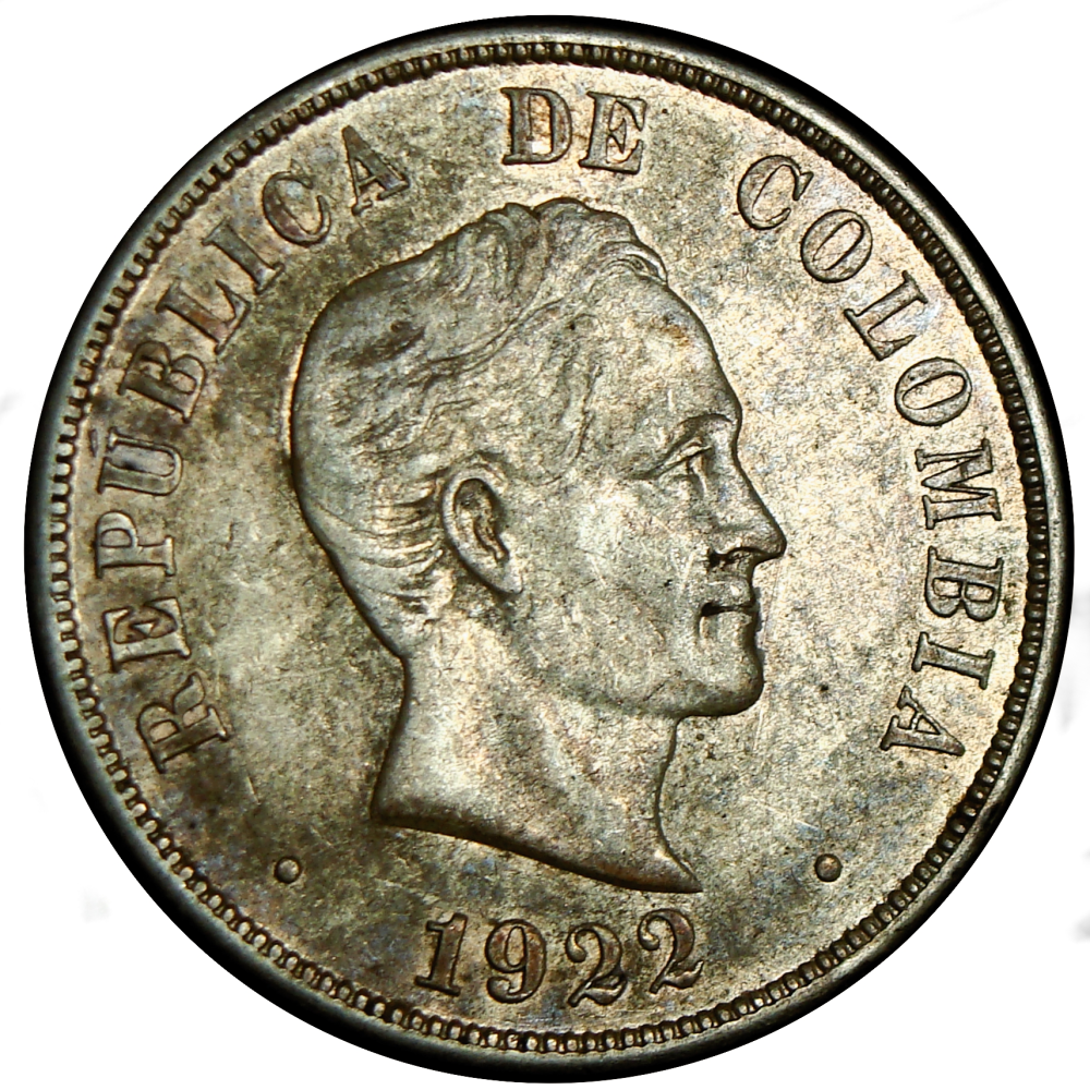 Moneda de Plata Colombia 50 Centavos 1922 Simón Bolívar - Numisfila