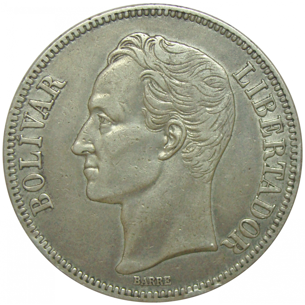 Moneda Plata 5 Bs 1926 Fecha Ancha Fuerte